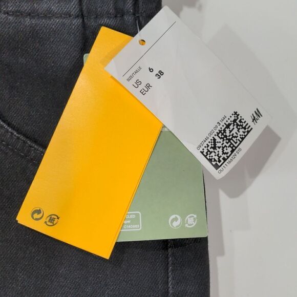 H&M Divided Black Denim Skirt Elastic Waist Paper Bag Size 6 NWT - Picture 7 of 8